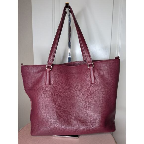 Tory Burch Imperial Garnet Thea Small Leather Tote Shoulder Bag With Tassel - Picture 2 of 10